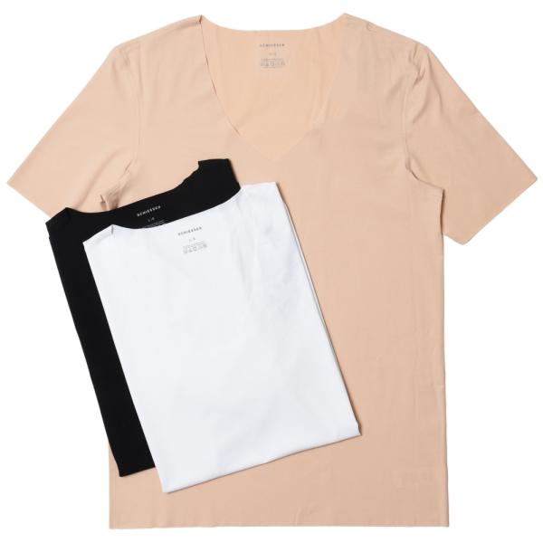 Schiesser（シーサー）コットンストレッチジャージVネックS/Sレーザーカットアンダーカットソ...