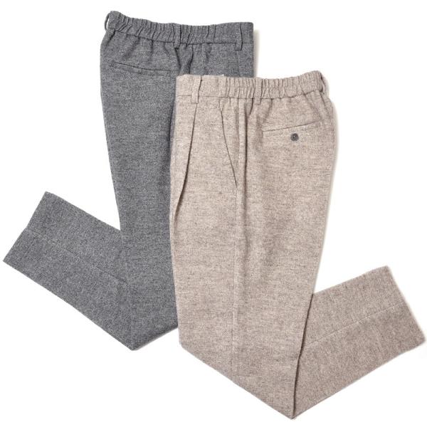 T-JACKET（ティージャケット）ウールコットンメランジフランネルジャージ1プリーツテーパードシャ...