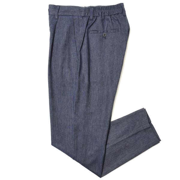 T-JACKET（ティージャケット）ストレッチデニムライクコットンリネン1プリーツテーパードシャーリ...