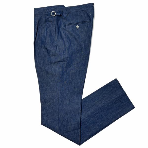 MILA SCHON MILANO（ミラ ショーン ミラノ）コットンリネンデニム1プリーツ1ダーツサ...