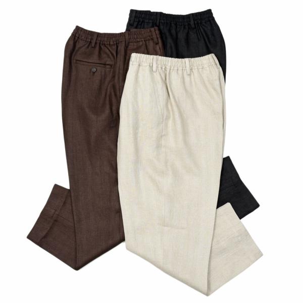 AMBELL(アンベル)KEY PIECE リネンヘリンボーン1インプリーツテーパードパンツ 001...