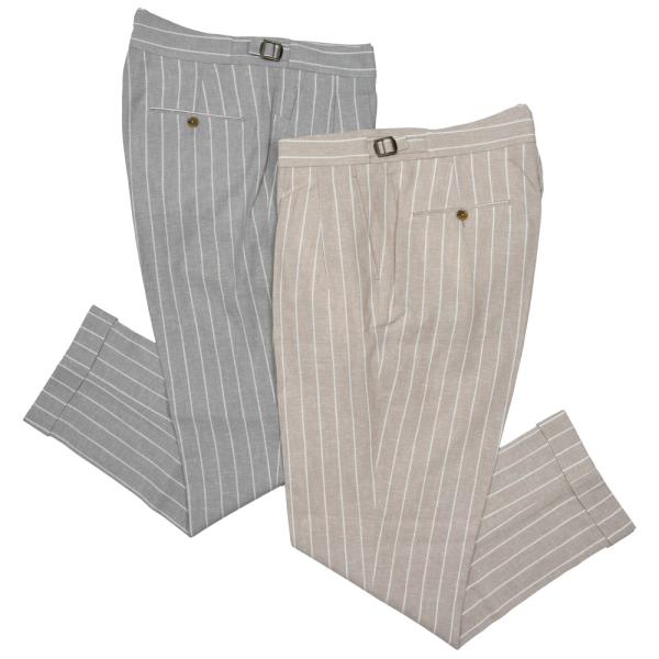 BERWICH（ベルウィッチ）SCOTCHスコッチ リネンレーヨンストライプ2インプリーツクロップド...