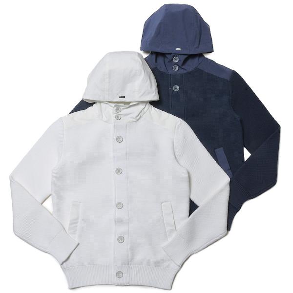 HERNO（ヘルノ）ミドルゲージニット×ポリエステルハイブリッドフーディーブルゾン MC000142...