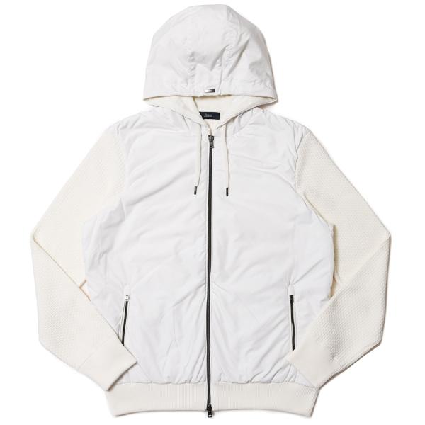 HERNO（ヘルノ）ウォーターレペレントバデッドポリエステル×ハニカムコットンニットハイブリッドジッ...