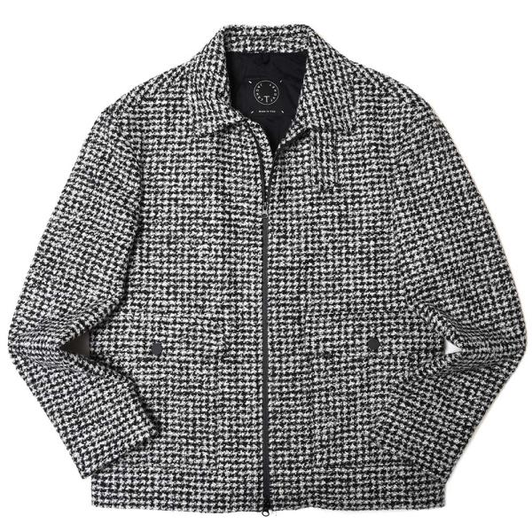 T-JACKET（ティージャケット）ウールアルパカブークレハウンドトゥースジップブルゾン 74712...