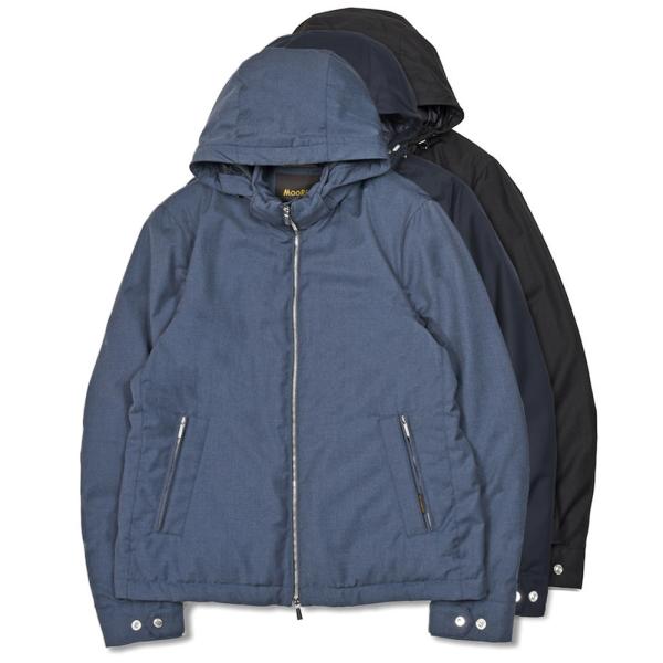 MOORER（ムーレー）ALBINI-PUM ポリエステルレーヨン サキソニー 撥水 フーデッド ダ...