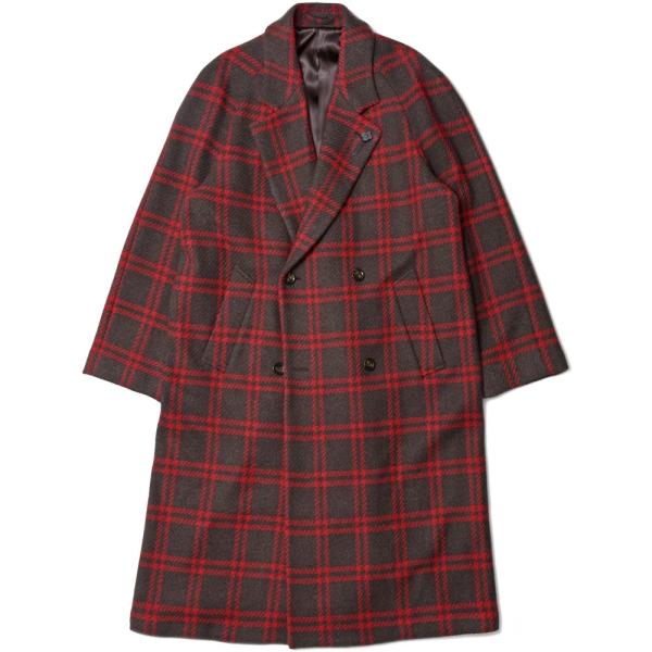 LARDINI（ラルディーニ）ブラッシュドウールライトツィードダブルウインドーペーンダブルブレストチ...