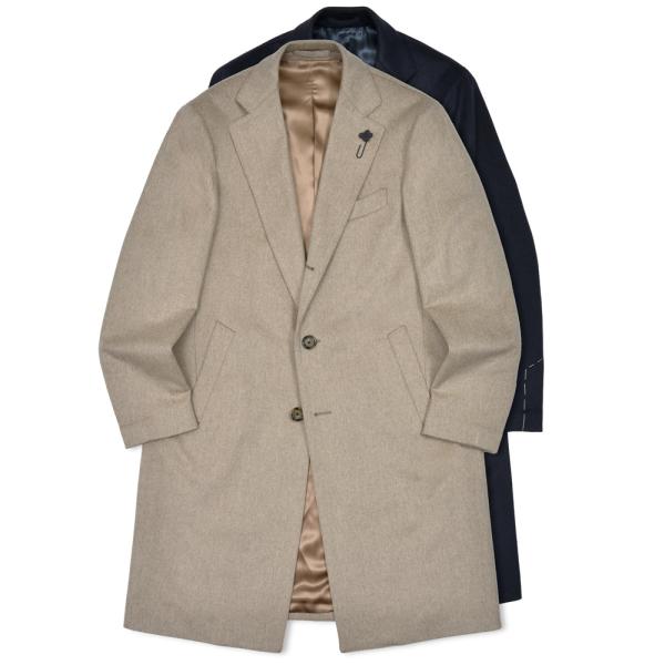 LARDINI（ラルディーニ）ウールフランネルチェスターフィールドコート(Loro Pianaファブ...