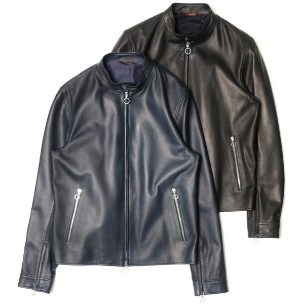 SERAPHIN（セラファン）BIKER ANDYバイカーアンディ ラムレザースタンドカラーシングル...