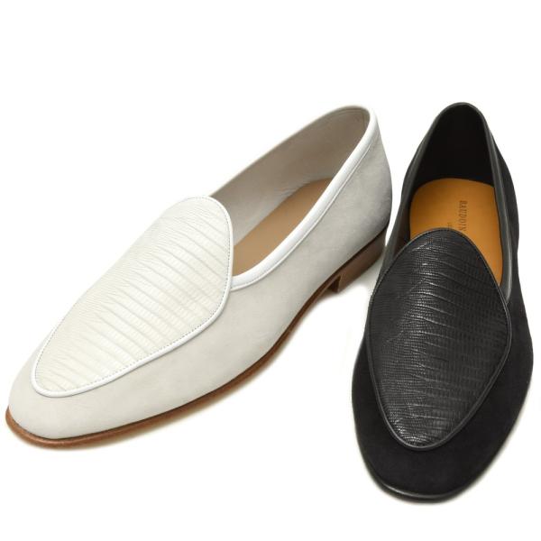 BAUDOIN &amp; LANGE（ボードイン アンド ランジ）リザード×ゴートスエードベルジャンシュー...