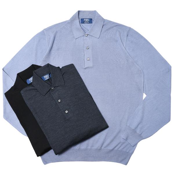 FEDELI（フェデリ）SUPER140'sハイゲージウールソリッドニットポロ SPORTMAN M...