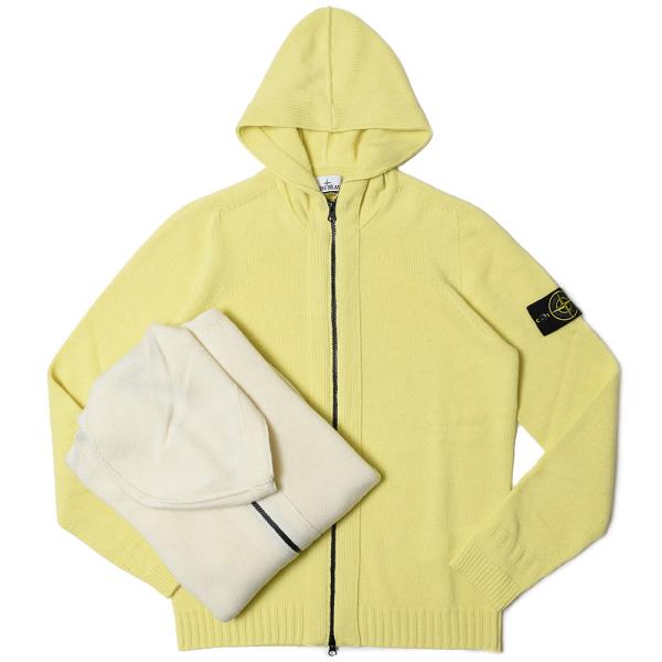 STONE ISLAND（ストーンアイランド）ミドルゲージウールナイロンジップアップニットフーディー...