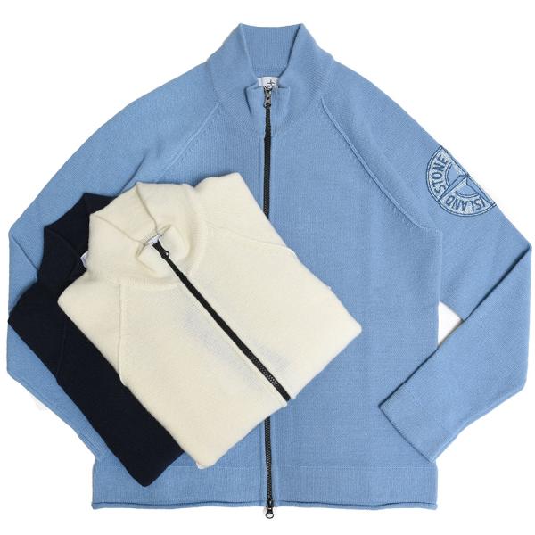 STONE ISLAND（ストーンアイランド）ミドルゲージウールナイロンスタンドカラーニットブルゾン...