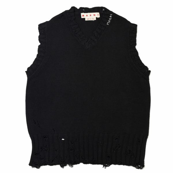 MARNI（マルニ）ハイゲージコットンクラッシュVネックニットベスト CVMG0091A0 UFC6...