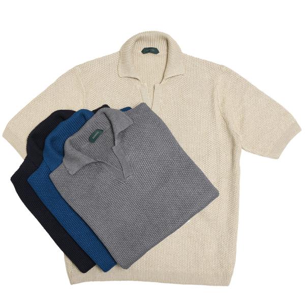 ZANONE（ザノーネ）ローゲージリネンコットンソリッドS/Sスキッパーニット POLO MC/81...