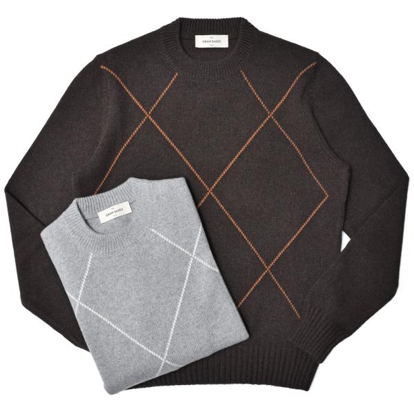 GRAN SASSO（グランサッソ）エコカシミアウールアーガイルクルーネックニット 13125/15...