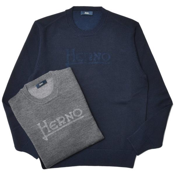 HERNO（ヘルノ）ウールアクリルクルーネックロゴニット MG000132U 70215 16042...
