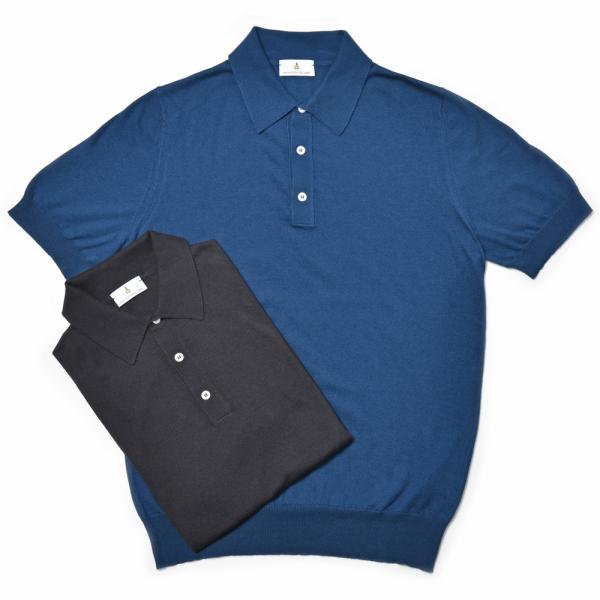 MAGAZZINO RICAMBI（マガジーノ リカンビ）ハイゲージコットンカシミアS/Sニットポロ...