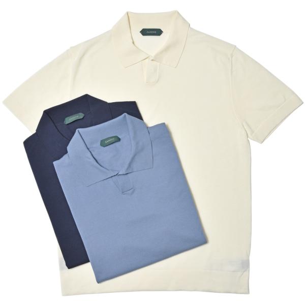 ZANONE（ザノーネ）16ゲージコットンシルクS/Sスキッパーポロニット POLO MC/SLIM...