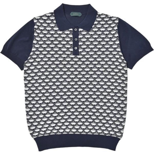 ZANONE（ザノーネ）ハイゲージクレープコットンジャガードS/Sニットポロ POLO MC/SLI...