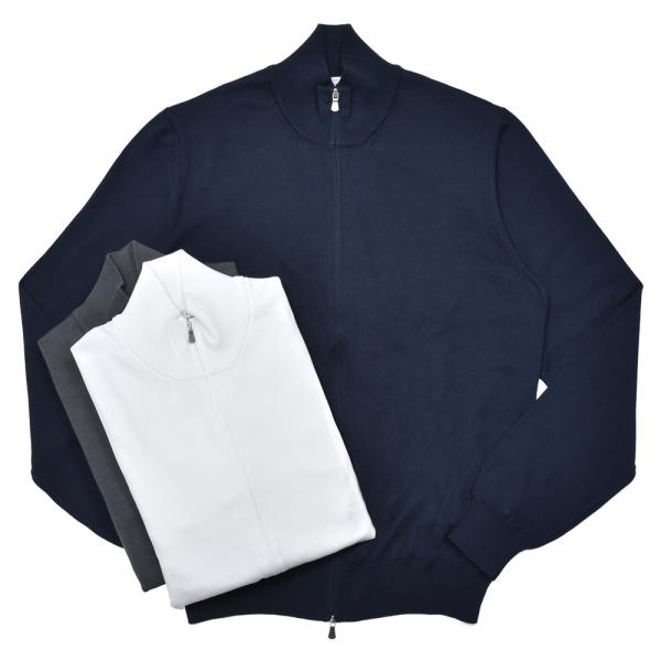 GRAN SASSO（グランサッソ）12ゲージソフトコットンスタンドカラーニットブルゾン 55111...