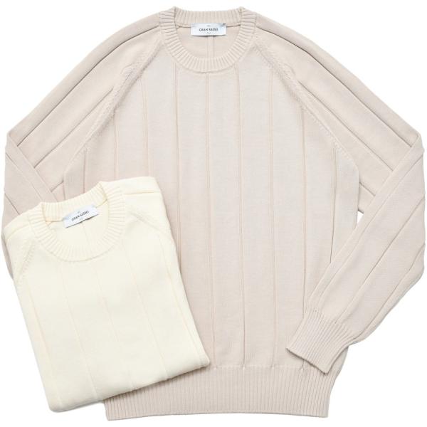 GRAN SASSO（グランサッソ）セミミドルゲージソフトコットン針抜きクルーネックニット 2312...