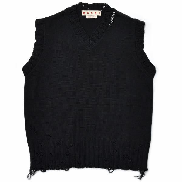 MARNI（マルニ）コットンダメージVネックニットベスト CVMG0091A0 UFC652 160...