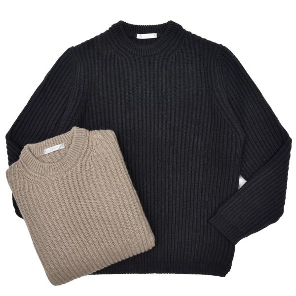 garoh（ガロウ）garoh knit02 ローゲージカシミアフィッシャーマンリブクルーネックニッ...