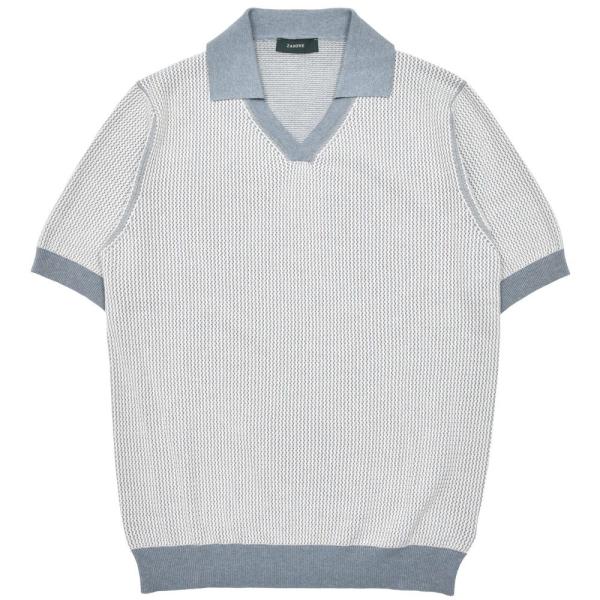 ZANONE（ザノーネ）14ゲージコットンクレープジャガードS/Sスキッパーニットポロ POLO V...