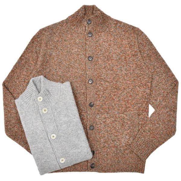 ZANONE（ザノーネ）5ゲージメランジウールスタンドカラーニットカーディガン CHIOTO/SLI...