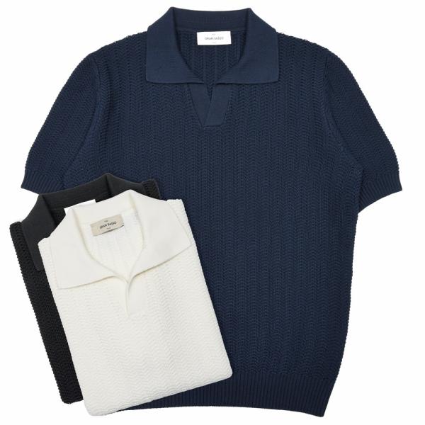 GRAN SASSO（グランサッソ）オーガニックコットンジャガードS/Sスキッパーニットポロ 231...