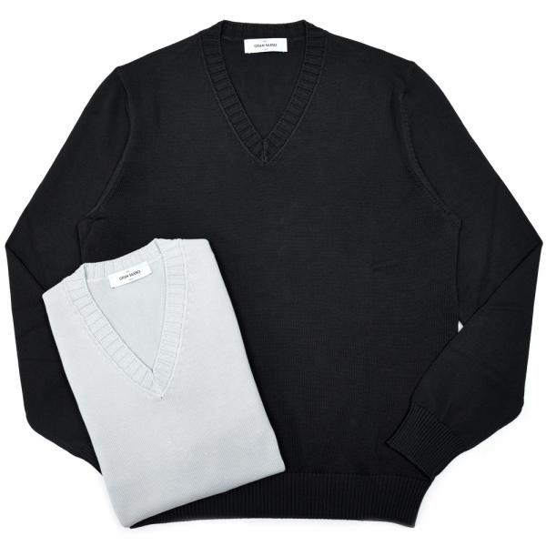 GRAN SASSO（グランサッソ）8ゲージソフトコットンVネックニット 23158/18136 1...