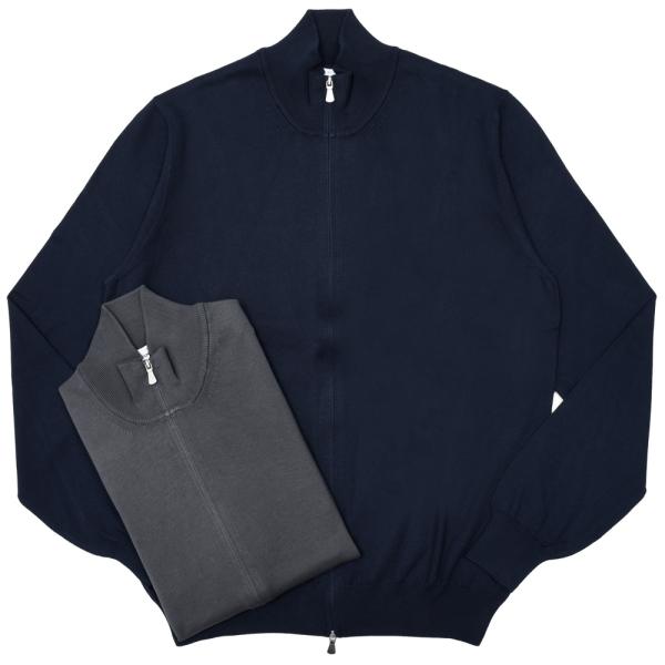 GRAN SASSO（グランサッソ）12ゲージソフトコットンスタンドカラーニットブルゾン 55111...