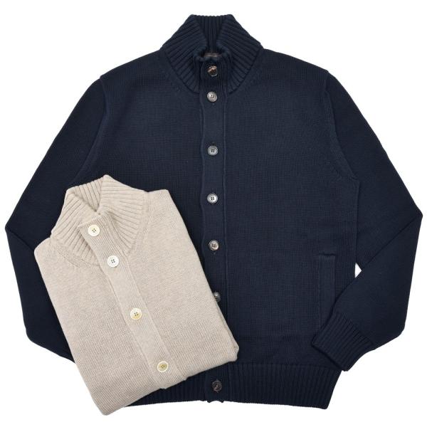 ZANONE（ザノーネ）5ゲージソフトコットンスタンドカラーニットカーディガン CHIOTO/SLI...