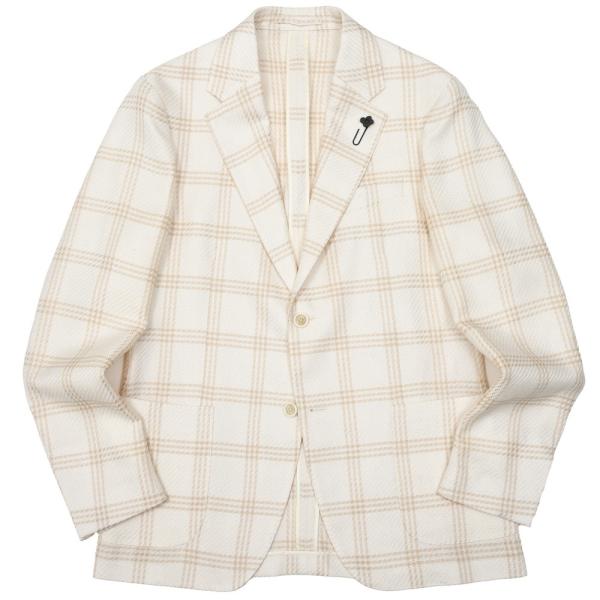 LARDINI（ラルディーニ）ROMAローマ コットンリネンライトツィードウィンドーペーン2Bジャケ...