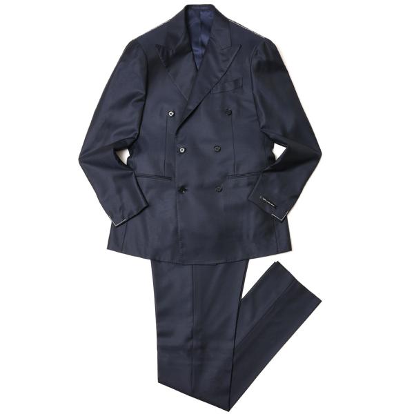 guji（グジ）SUPER150'sウールソリッド6B1プリーツダブルスーツ (MADE BY RI...