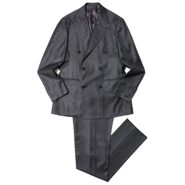 guji（グジ）SUPER150'sウールソリッド6B1プリーツダブルスーツ (MADE BY RI...