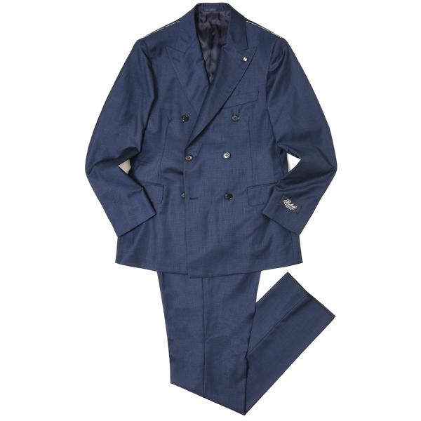 Belvest（ベルベスト）SUPER130's ウールオーバーチェック6B1プリーツダブルスーツ ...