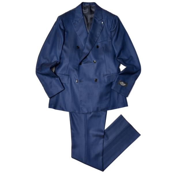 Belvest（ベルベスト）ウールヘリンボーン6B1プリーツダブルスーツ A70310S-23879...