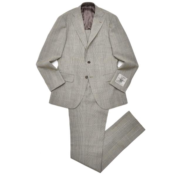 guji（グジ）ウールフレスコグレンチェック3B1プリーツスーツ(MADE BY RING JACK...
