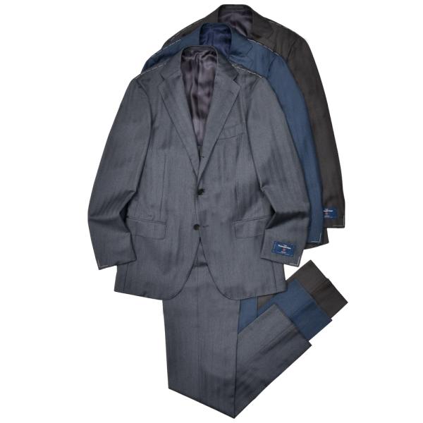 guji（グジ）ウールヘリンボーンストライプ3B1プリーツスーツ MADE BY RING JACK...