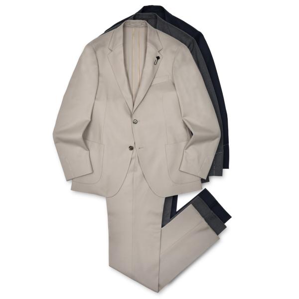 LARDINI（ラルディーニ）ROMAローマ ストレッチウールライトフランネル2B1プリーツスーツ ...