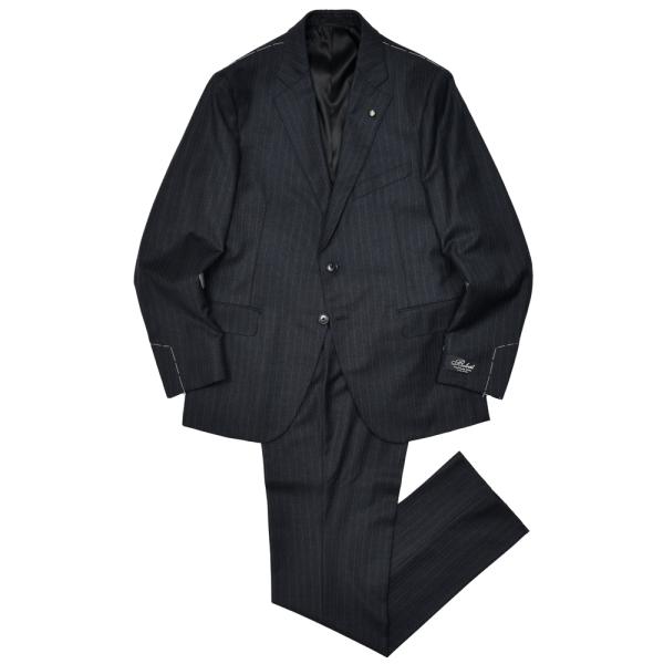 Belvest（ベルベスト）ウールピンストライプ3B1プリーツスーツ 17156204020