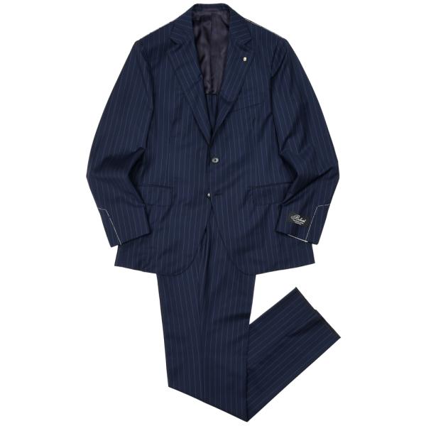 Belvest（ベルベスト）ウールトロピカルピンストライプ3B1プリーツスーツ 1716520102...