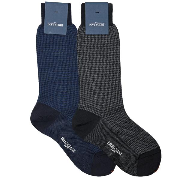 BRESCIANI（ブレッシアーニ）ウールナイロンハウンドトゥースドレスソックス MC034JQ06...