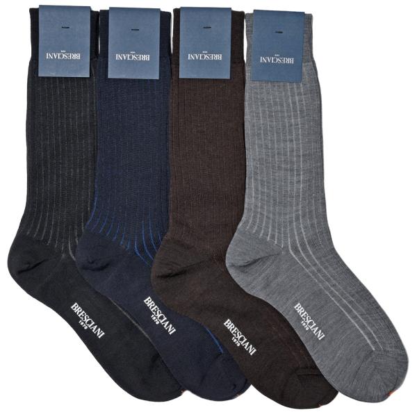 BRESCIANI（ブレッシアーニ）ウールコットンナイロンプレーティングリブドレスソックス MC13...