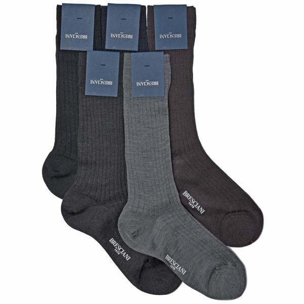 BRESCIANI（ブレッシアーニ）ウールナイロンソリッドリブドレスソックス MC001UN0001...