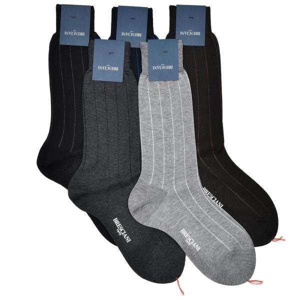 BRESCIANI（ブレッシアーニ）コットンストライプドレスソックス 18051204146