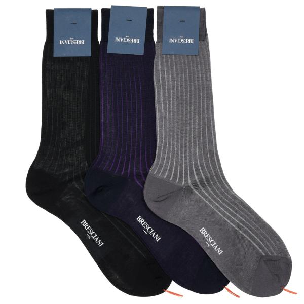 BRESCIANI（ブレッシアーニ）コットンプレーティングリブドレスソックス / SIZE 10 1...