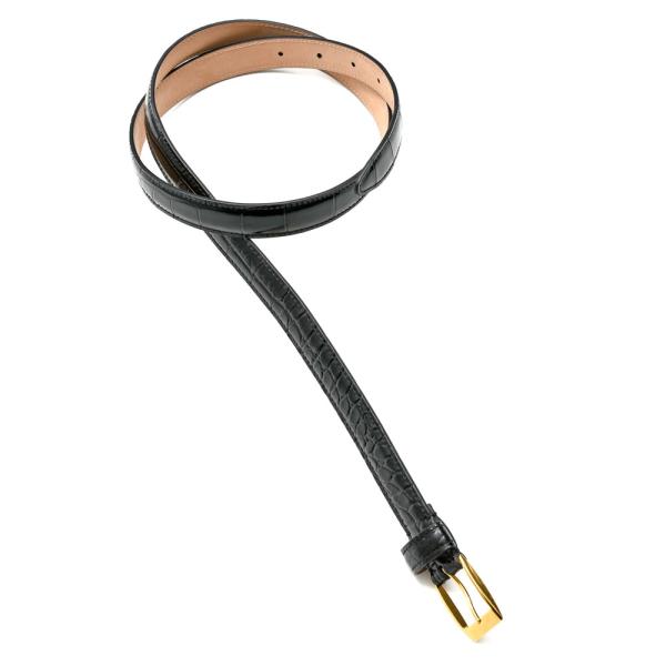 HUSBANDS（ハズバンズ）カーフクロコダイルエンボスナローベルト HES CFBR 181524...